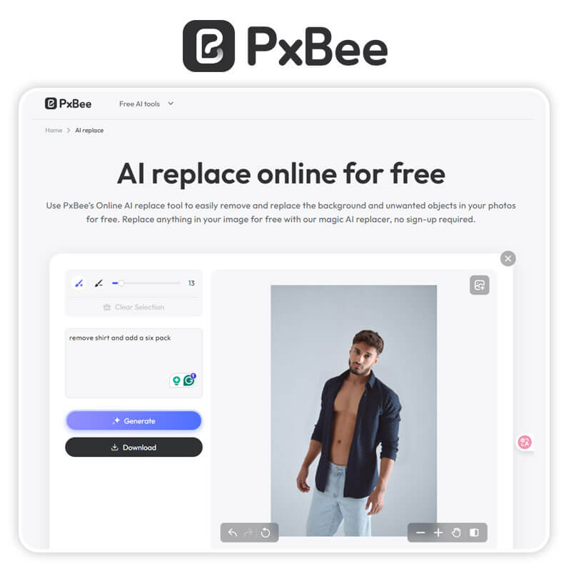 PxBee: Ai clothing remover feature