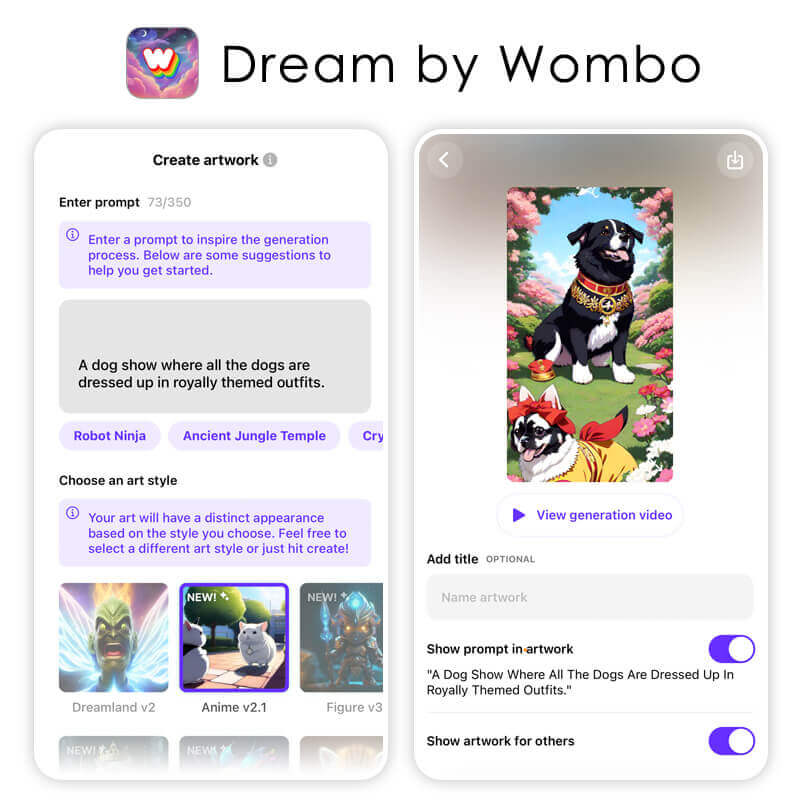 Dream by Wombo：AI 藝術創作工具