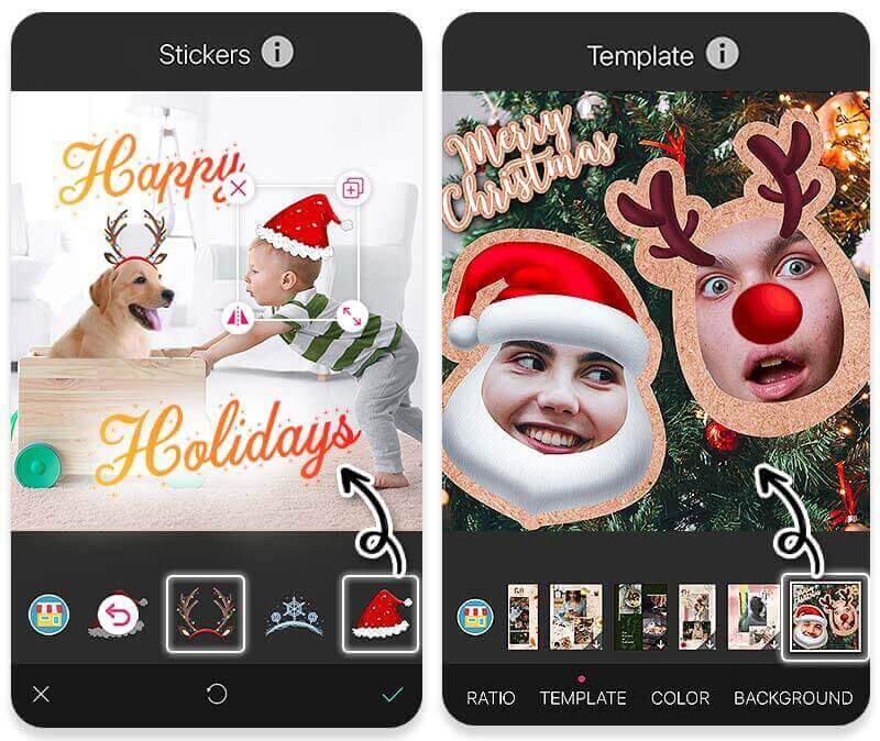 Christmas Card Templates: Add Christmas Hat Sticker to Photo