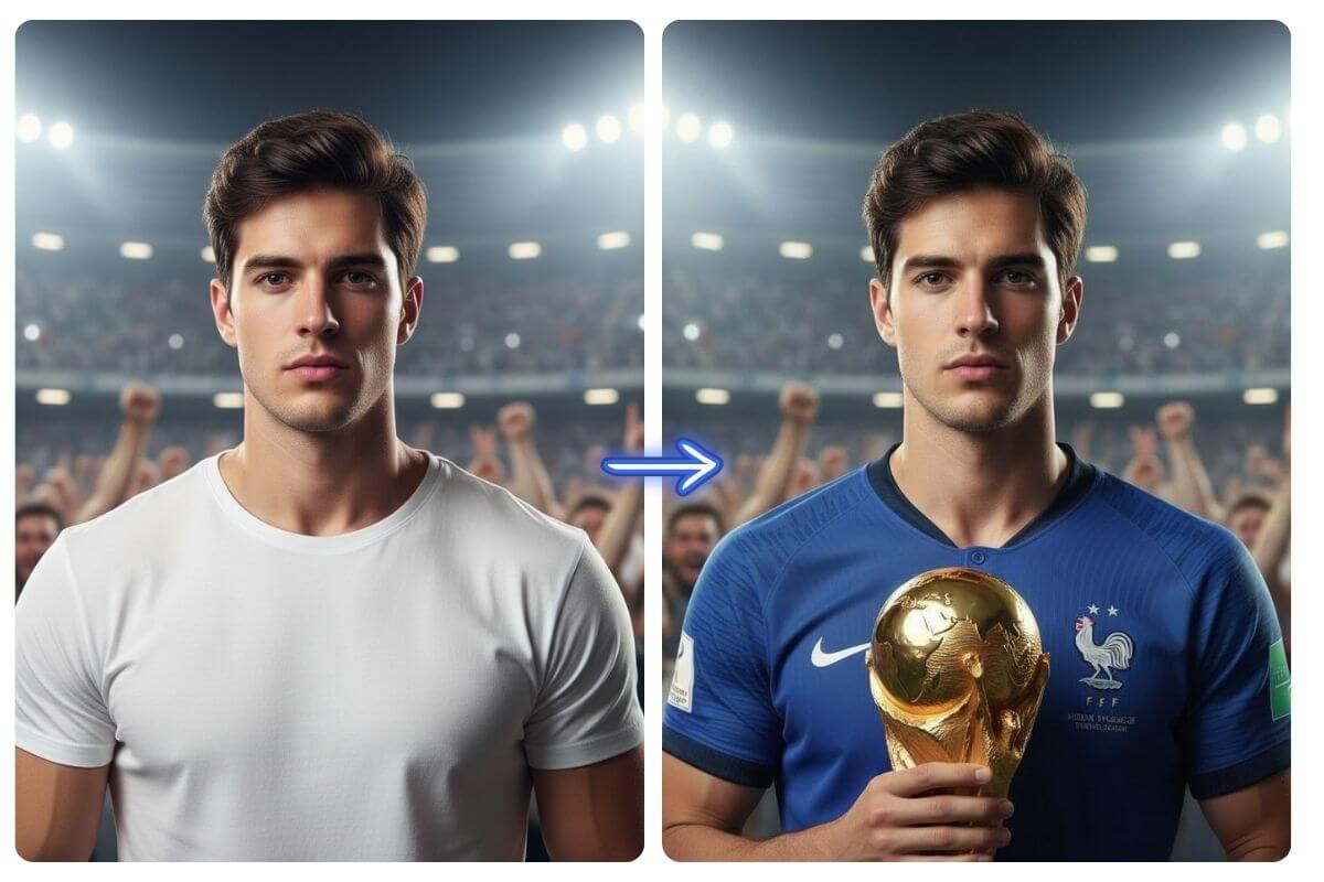 Montage photo football joueur coupe et maillot