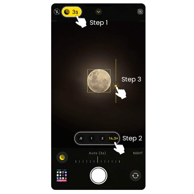 AE/AF-Sperre auf dem iPhone für Mondfotografie