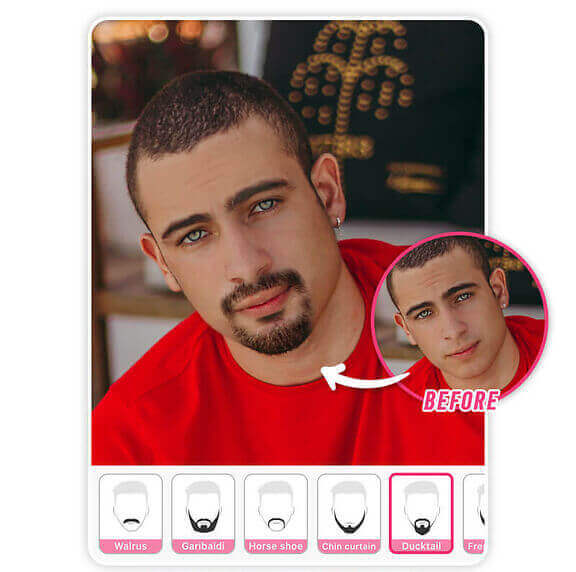 Probiere den Ducktail-Bart mit der Bart-App von YouCam Makeup.