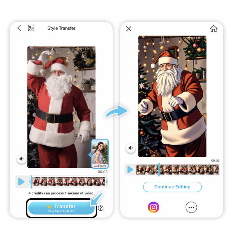 Turn your Santa video into all sorts of different styles