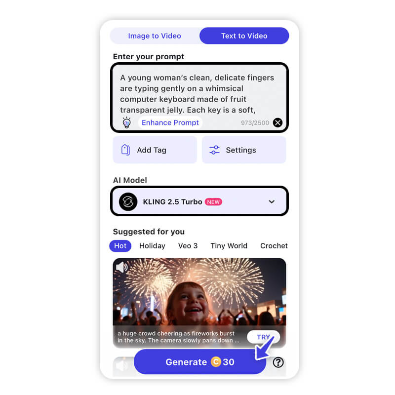 Make any AI ASMR video you want by typing in a prompt.
