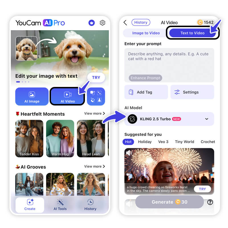YouCam AI Pro makes creating AI ASMR videos extremely easy.