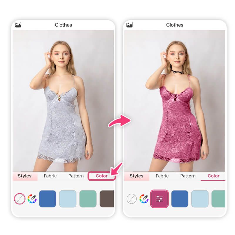 Mude a cor da lingerie virtualmente no YouCam Makeup