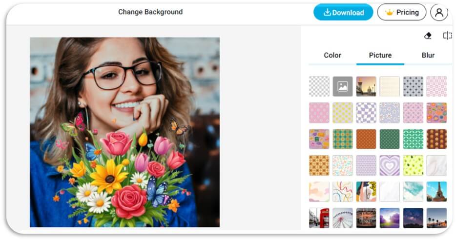 A personalized Valentine's Day card created by adding an AI flower bouquet to a couple's photo.