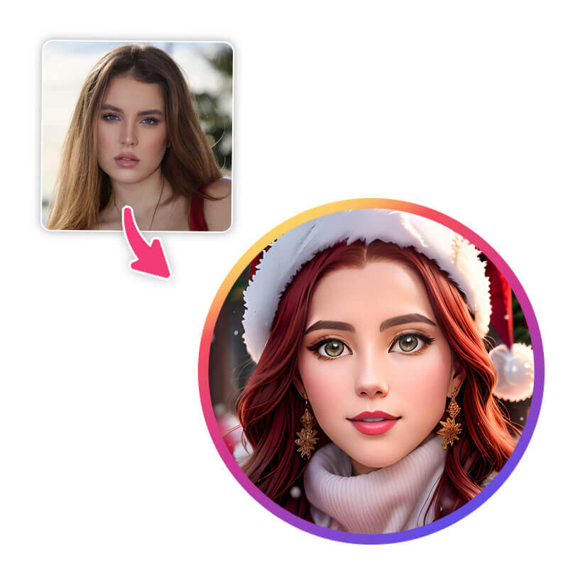 Foto de perfil de mulher criado com YouCam Makeup para Natal
