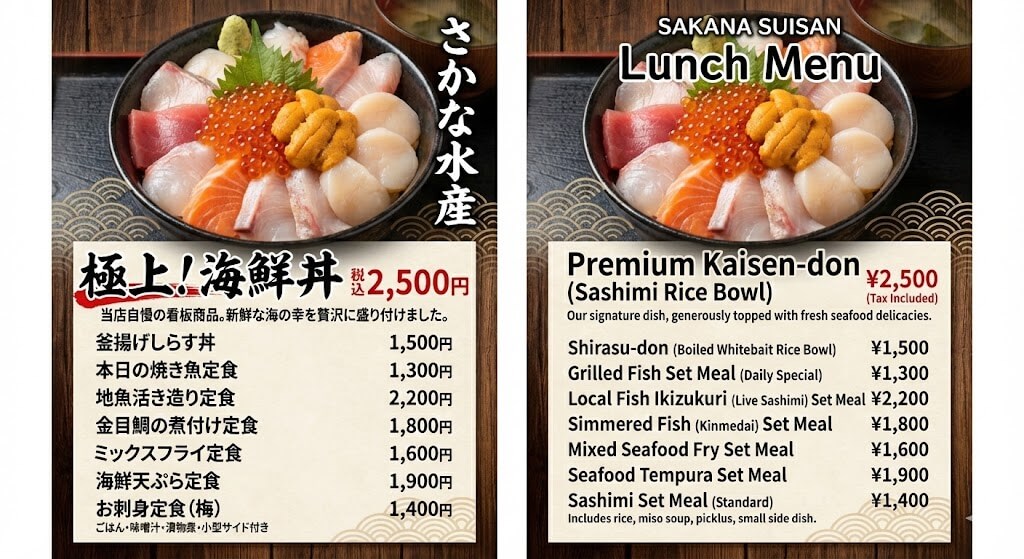 デザインそのまま他言語で飲食店のメニュー作成 デザインそのまま他言語で飲食店のメニュー作成