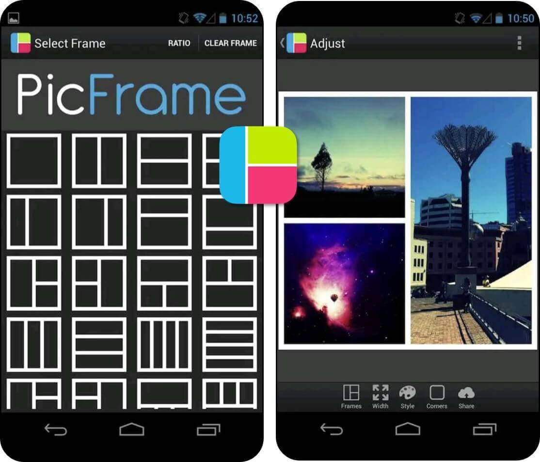 Meilleure appli cadre photo gratuite, interface de l'application PicFrame 