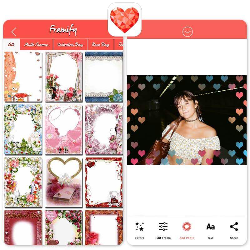 Meilleure appli cadre photo gratuite, interface de l'application Framify