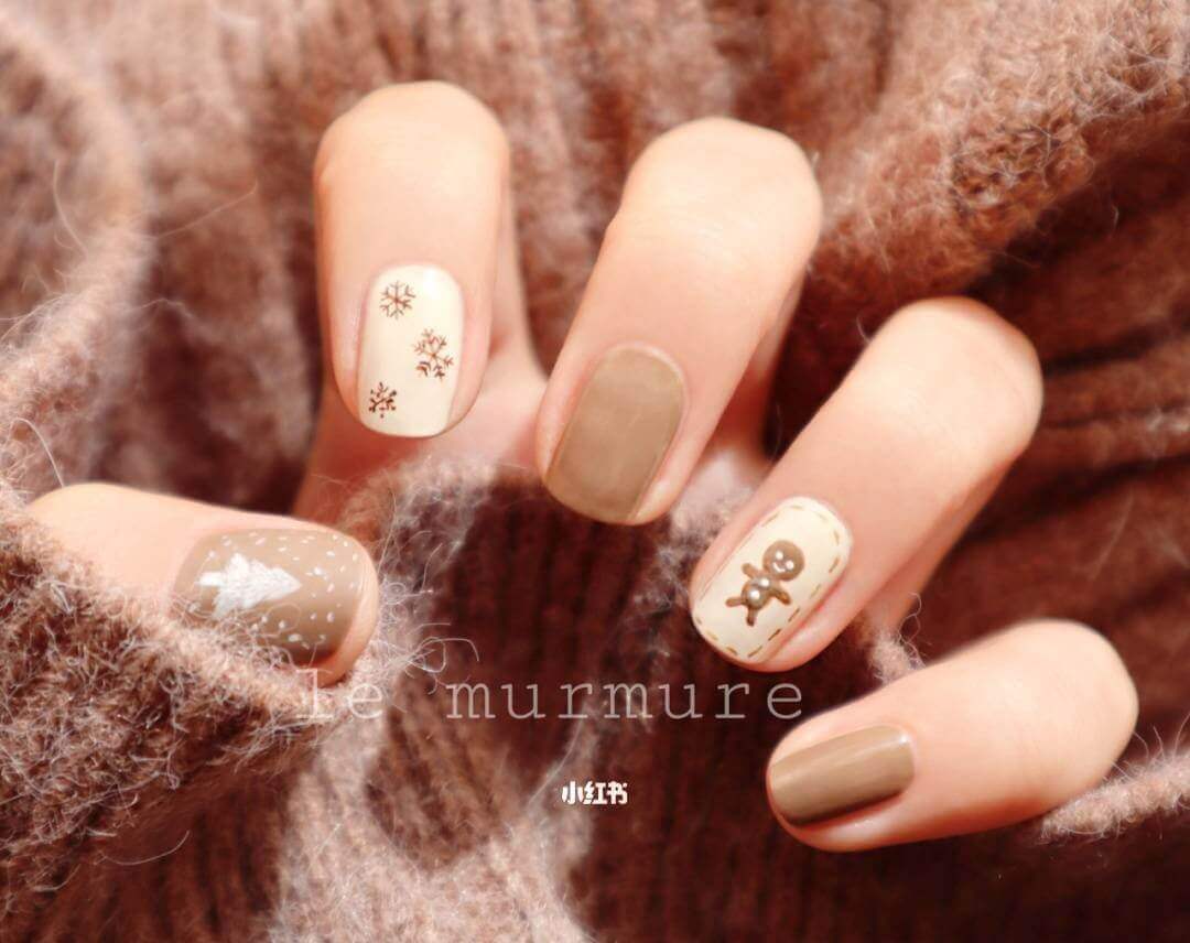 聖誕美甲推薦：薑餅人手繪