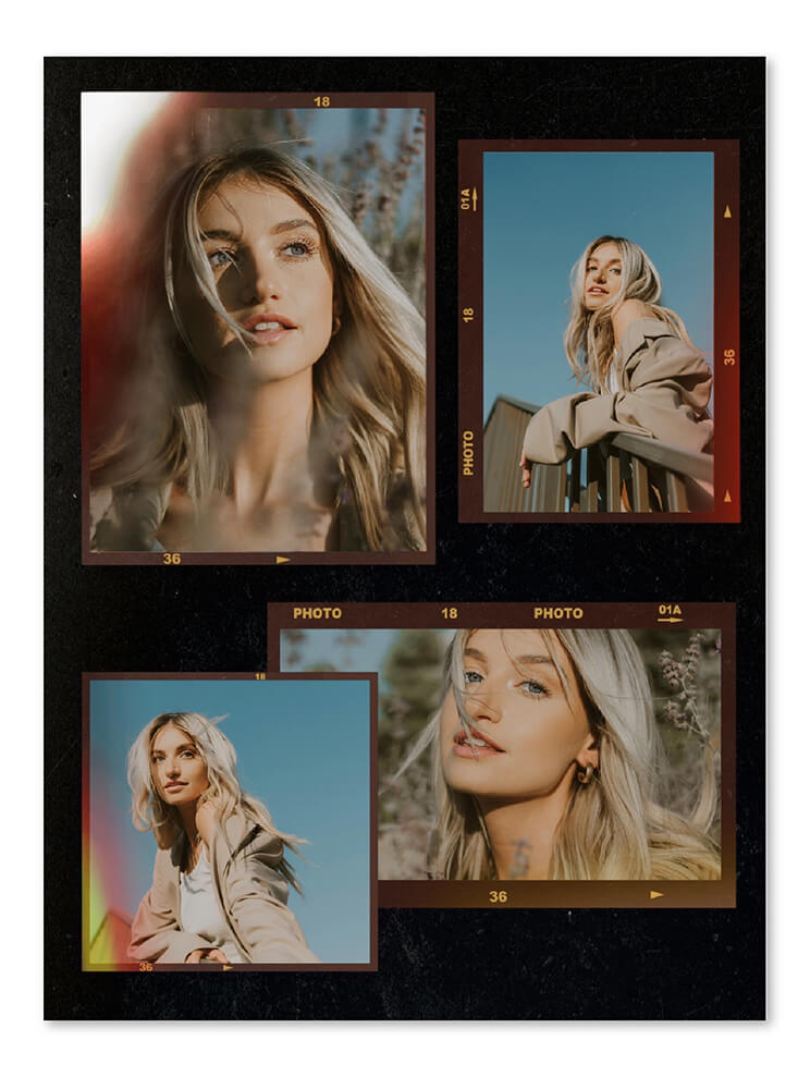 Eine Collage im Polaroid-Stil, erstellt mit Vorlagen in YouCam Perfect.