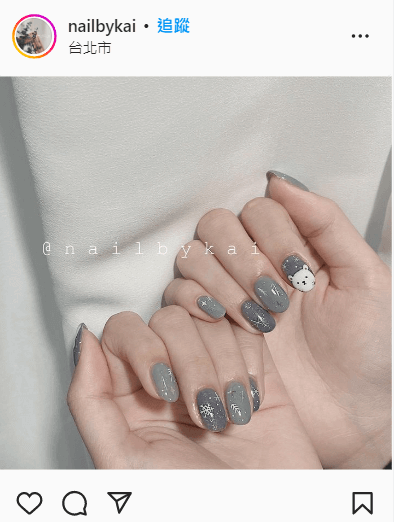 聖誕美甲推薦：灰色系雪花