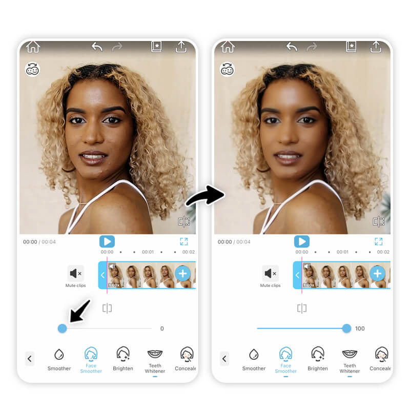 Retouch your video naturally with YouCam Video app. Record video on iPhone and effortlessly retouch it after.