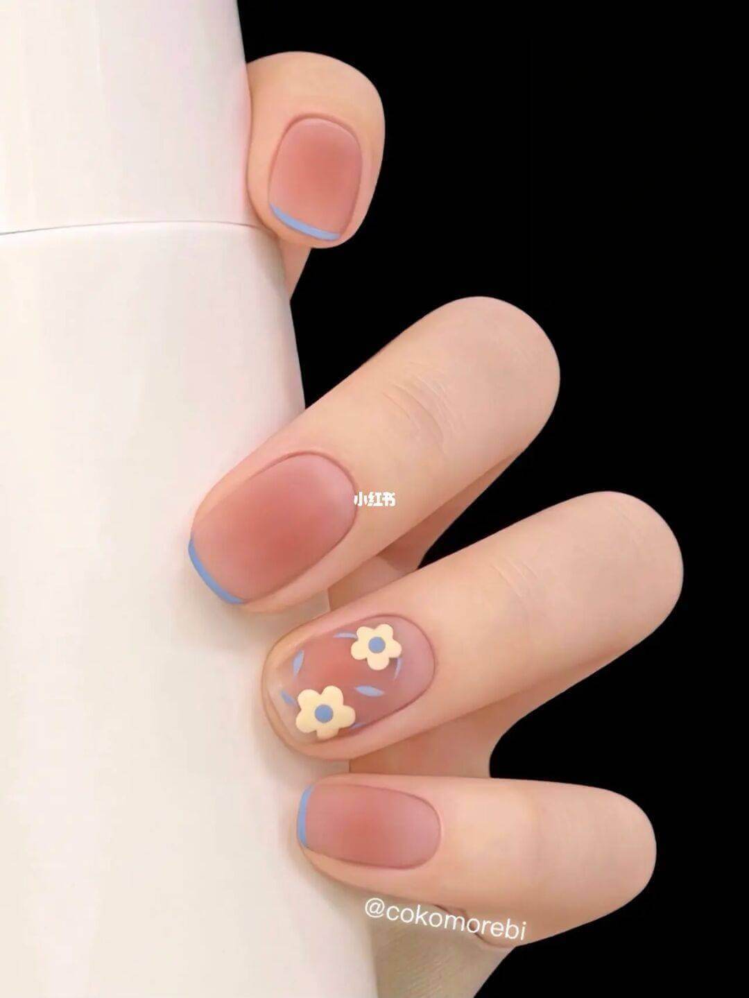 霧面腮紅法式美甲 霧面腮紅法式美甲