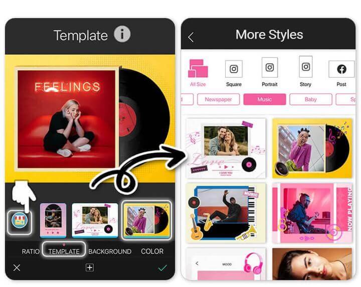 Templates de capa de álbum no YouCam Perfect