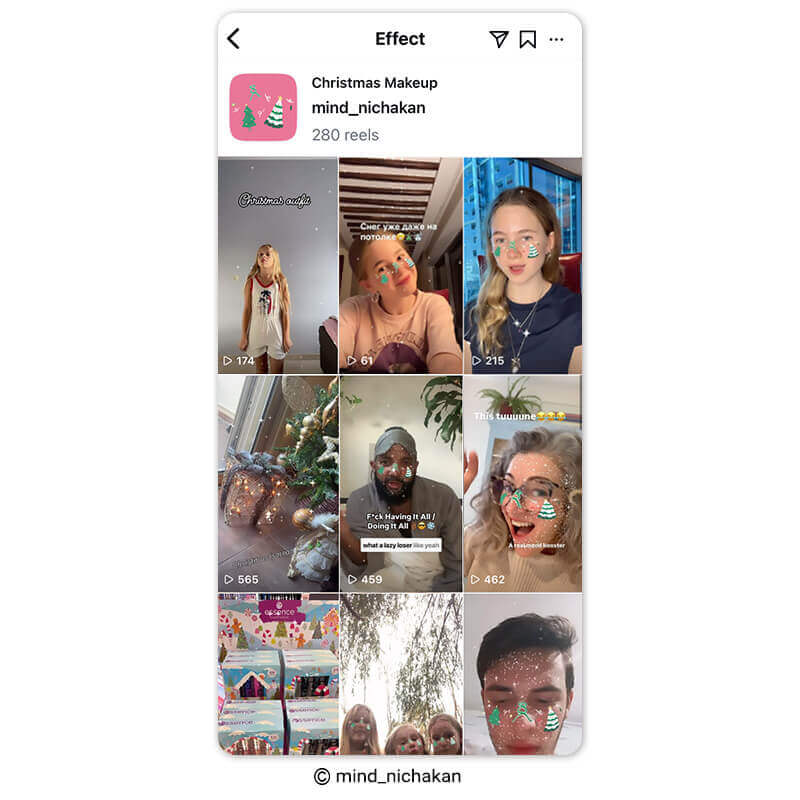 Filtro de maquiagem de Natal com árvores nas bochechas