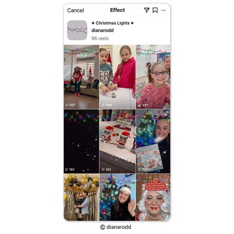 Efeito de luzes de Natal e flocos de neve em selfie