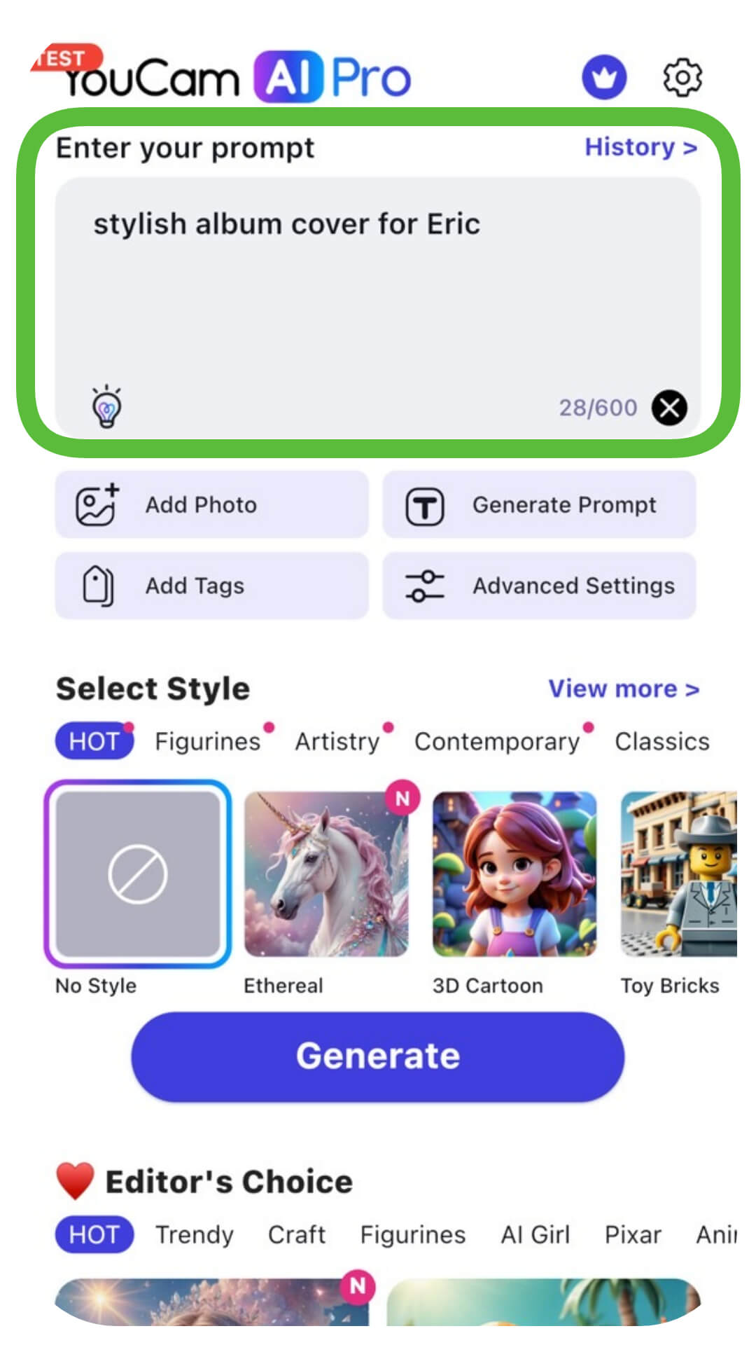 Escrevendo prompt para capa de álbum IA