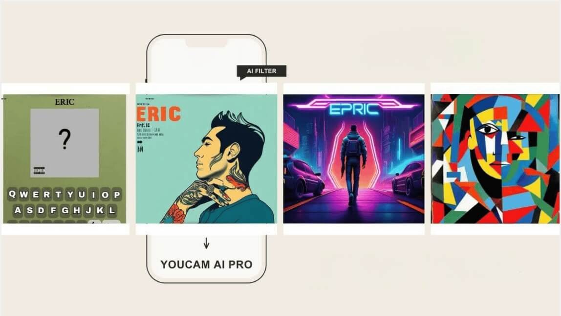 Montagem de fotos mostrando álbuns de fotos criadas com IA