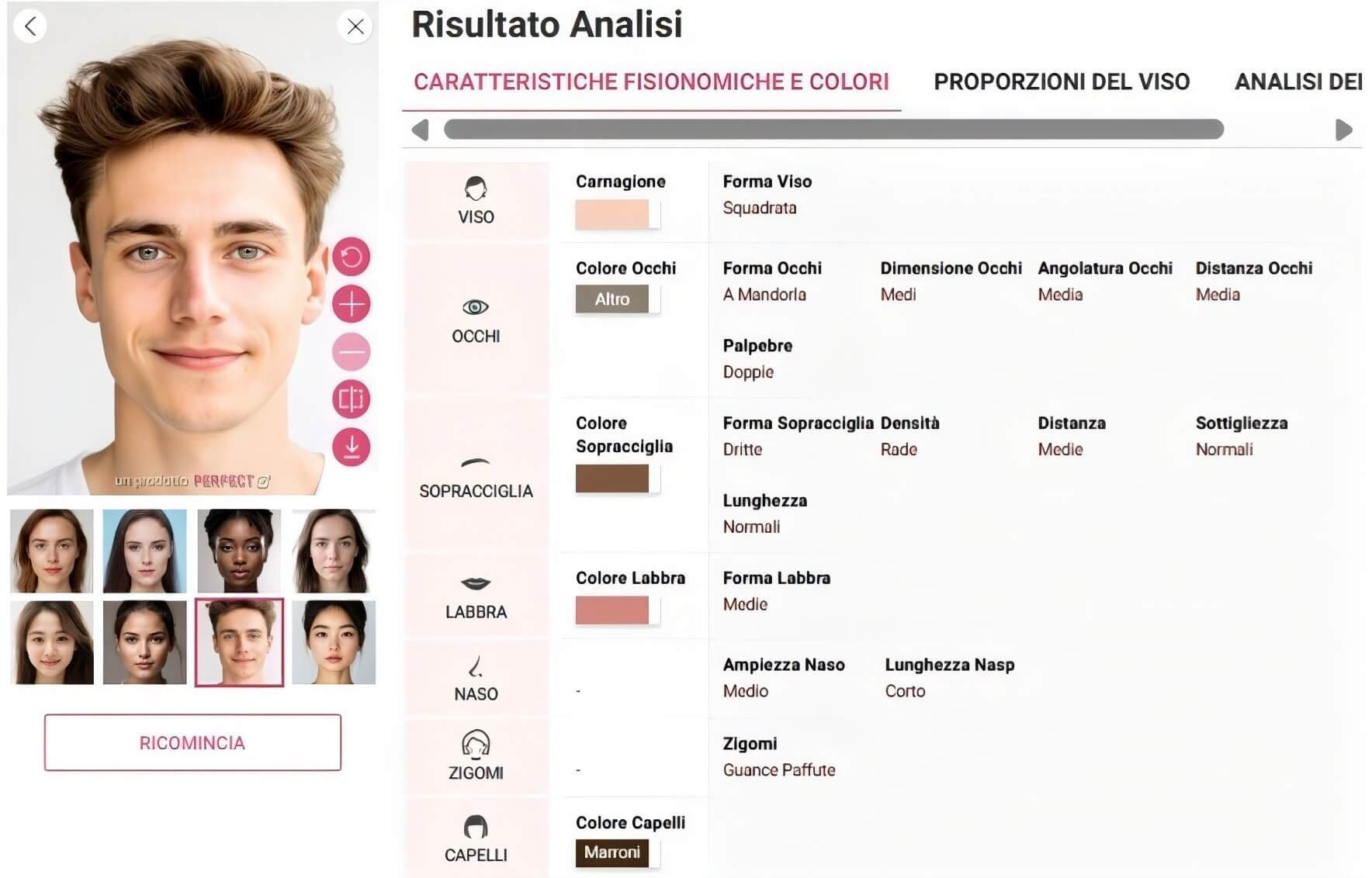 Beauty scanner: face shape test di Perfect Corp.