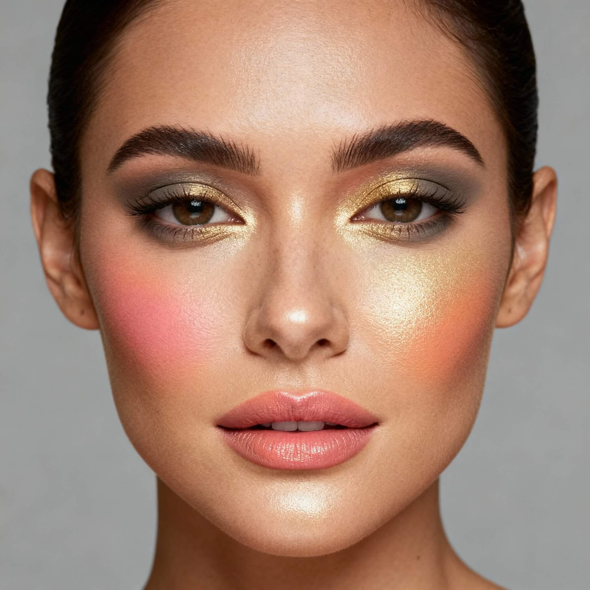 Combining blush, contour, and highlight completes the sculpted look. Combining blush, contour, and highlight completes the sculpted look.
