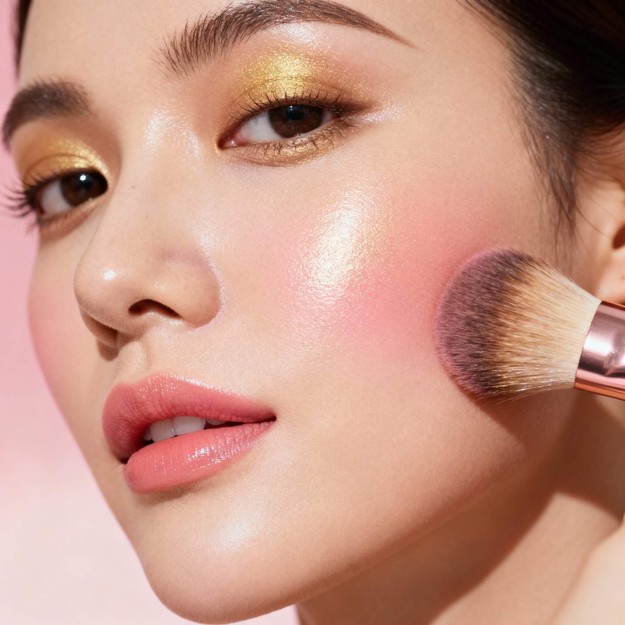 Highlighter is typically applied after blush and contour. Highlighter is typically applied after blush and contour.