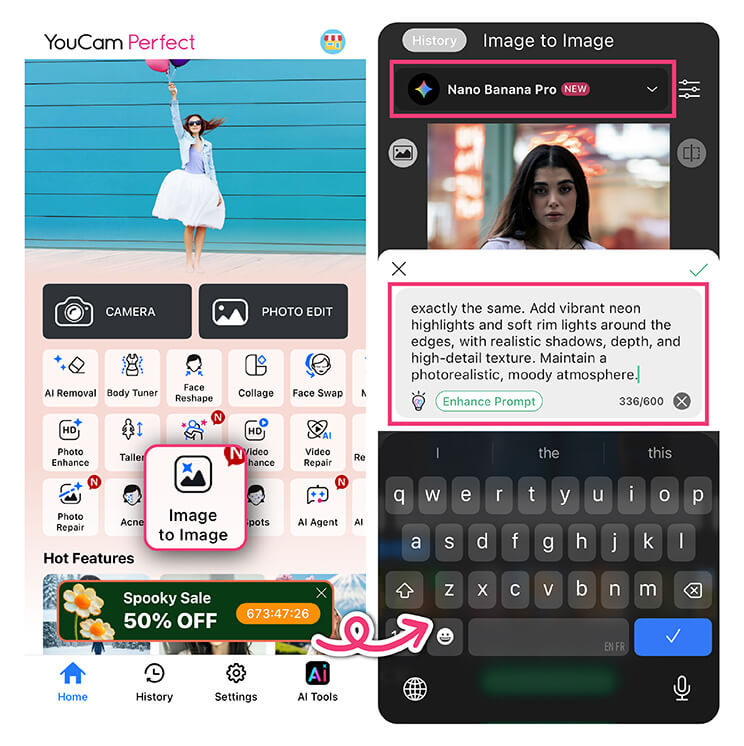 Image-to-Image feature in YouCam Perfect lets you take any existing photo and transform it into a new style
