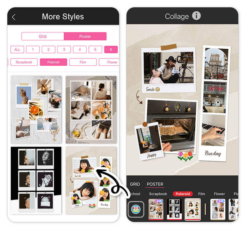 Eine Auswahl an Bildern für einen Photo Dump wird angezeigt
