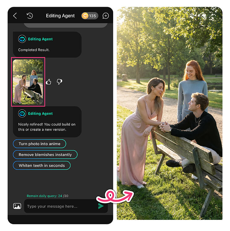 Generate and save your image in YouCam Perfect