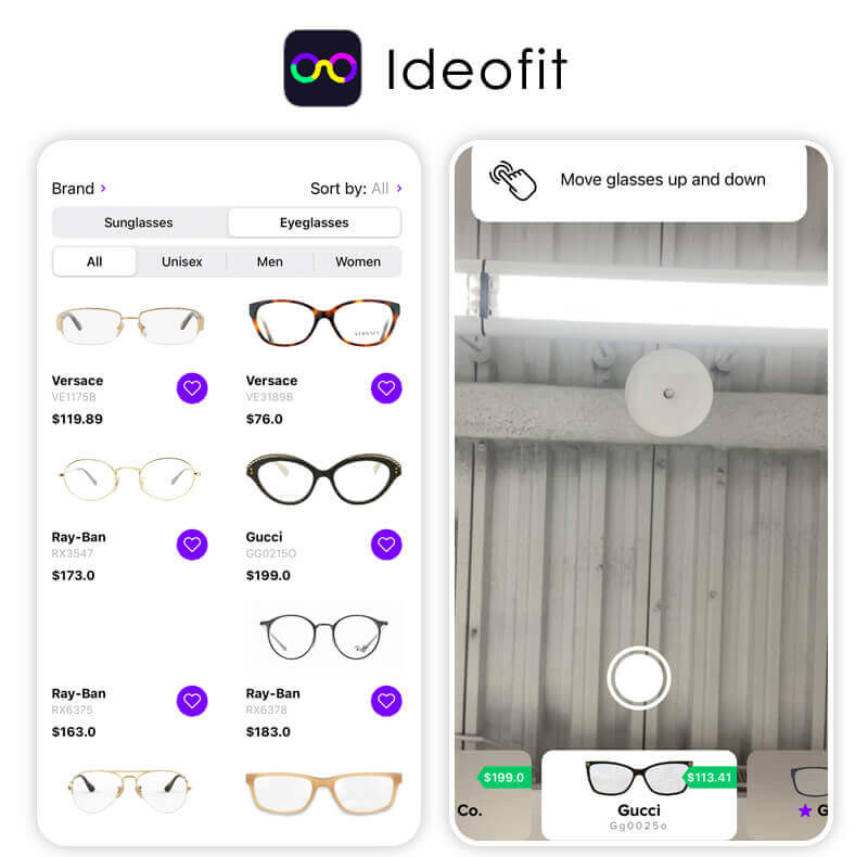 Ideofit Glasses App for virtual glasses try on