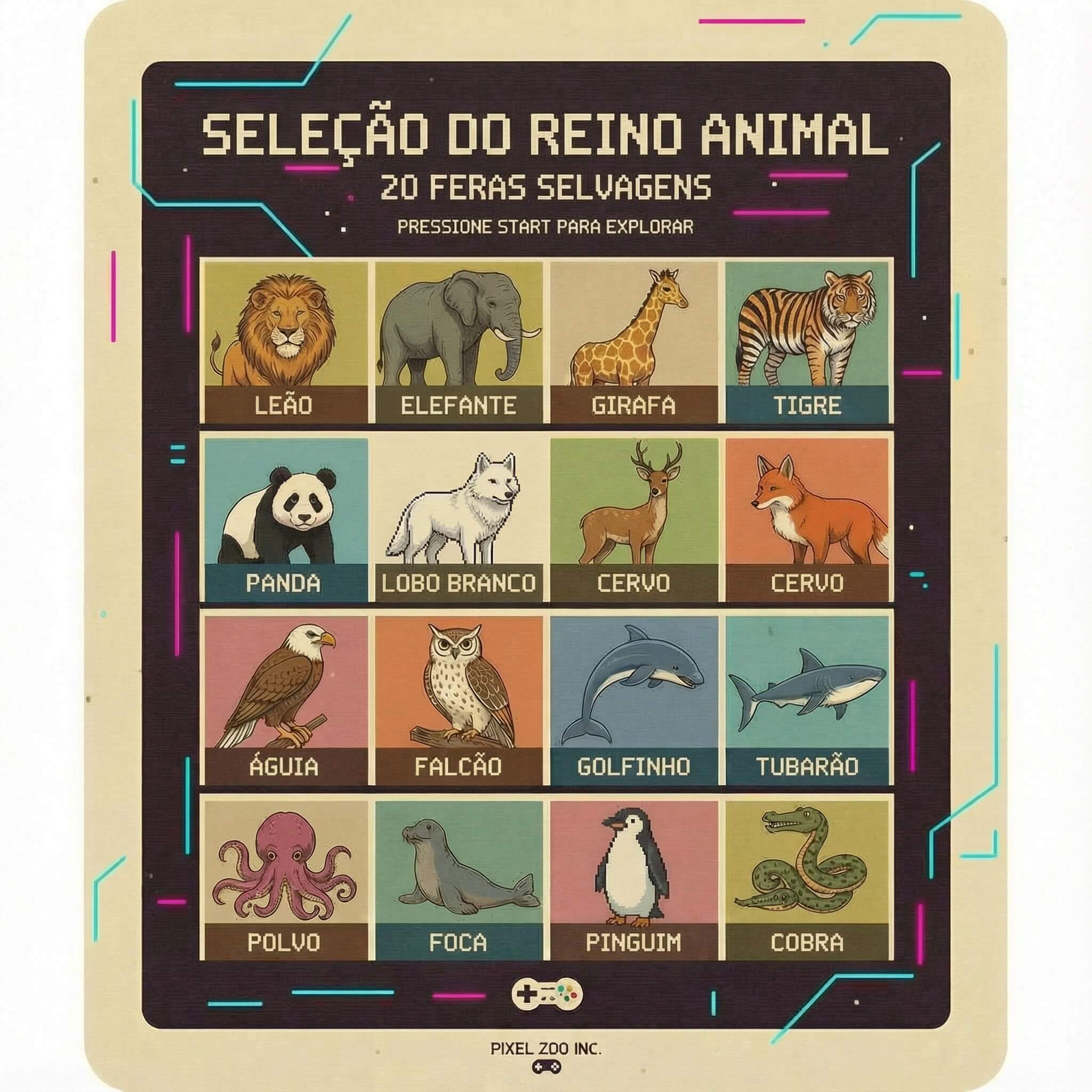 Pôster de animais com tipografia correta gerado por IA