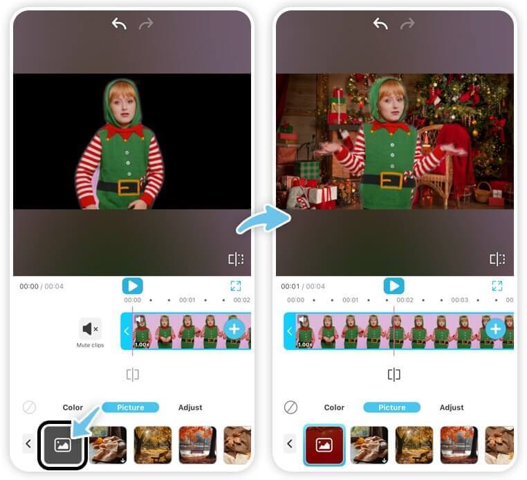 Ajoutez un arrière-plan de Noël à la vidéo Elf Yourself Ajoutez un arrière-plan de Noël à la vidéo Elf Yourself de lutin qui danse