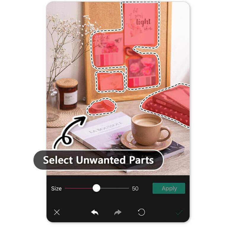 Select the unwanted parts in your photo