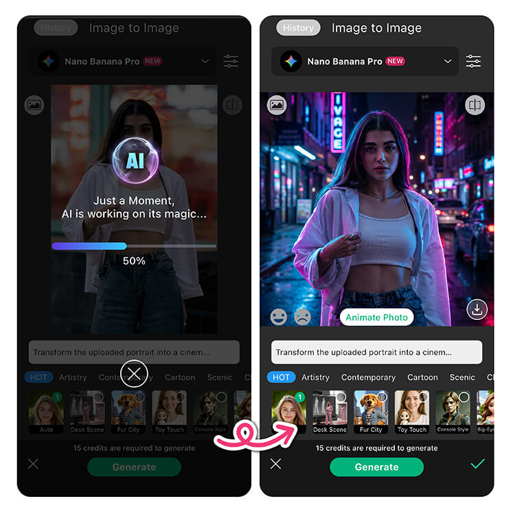 Use Image to Image Feature in YouCam Perfect to Genrate Image