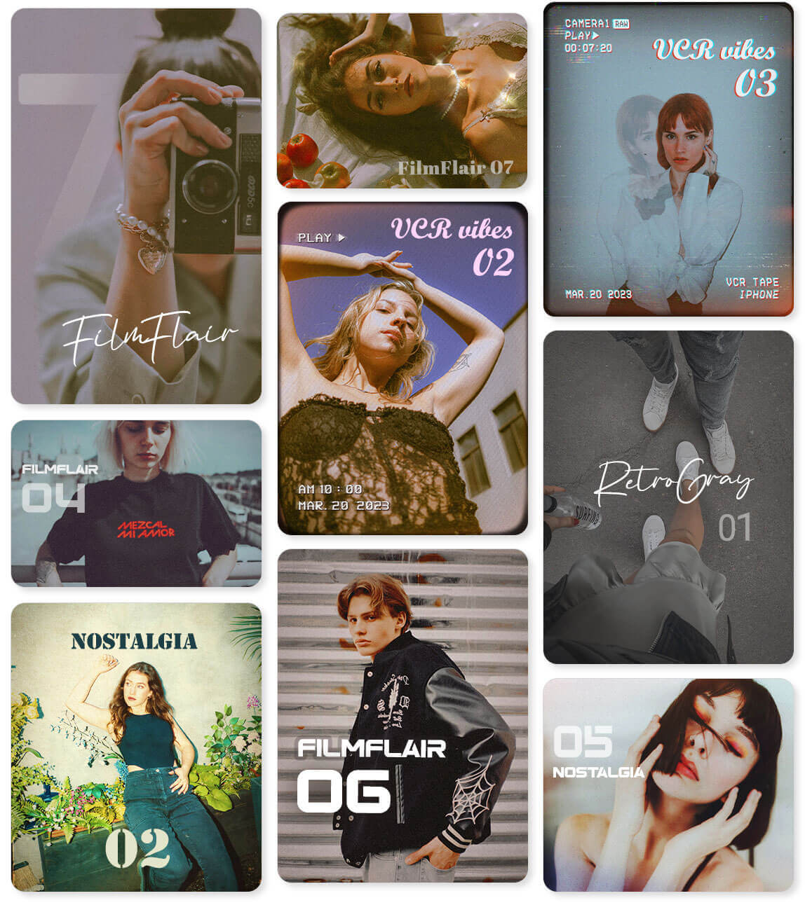 Verschiedene Filter für einen Instagram Photo Dump