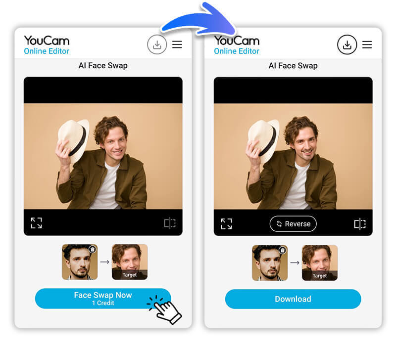 The AI face swap is complete!