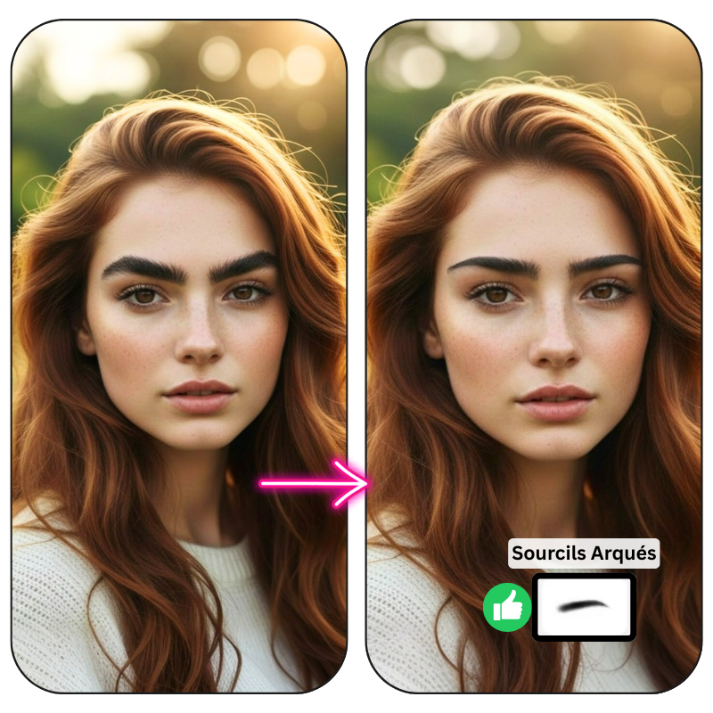 Filtres sourcils, simulation sourcils avant après