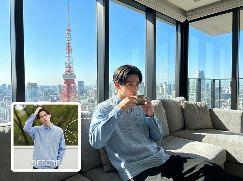 タワマンに住むAI画像