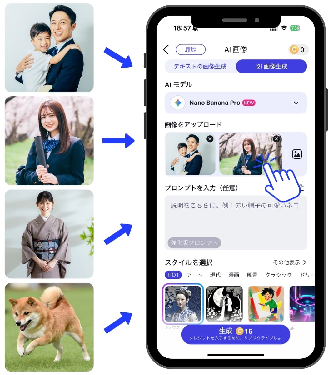 家族全員の写真をアップロード