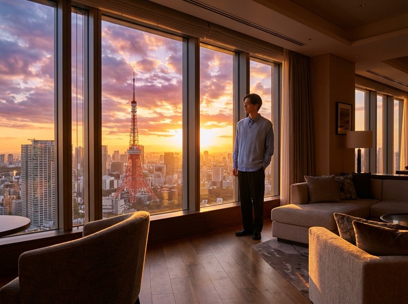 シーン②ロマンチックなタワマン夕焼けの景色 シーン②ロマンチックなタワマン夕焼けの景色