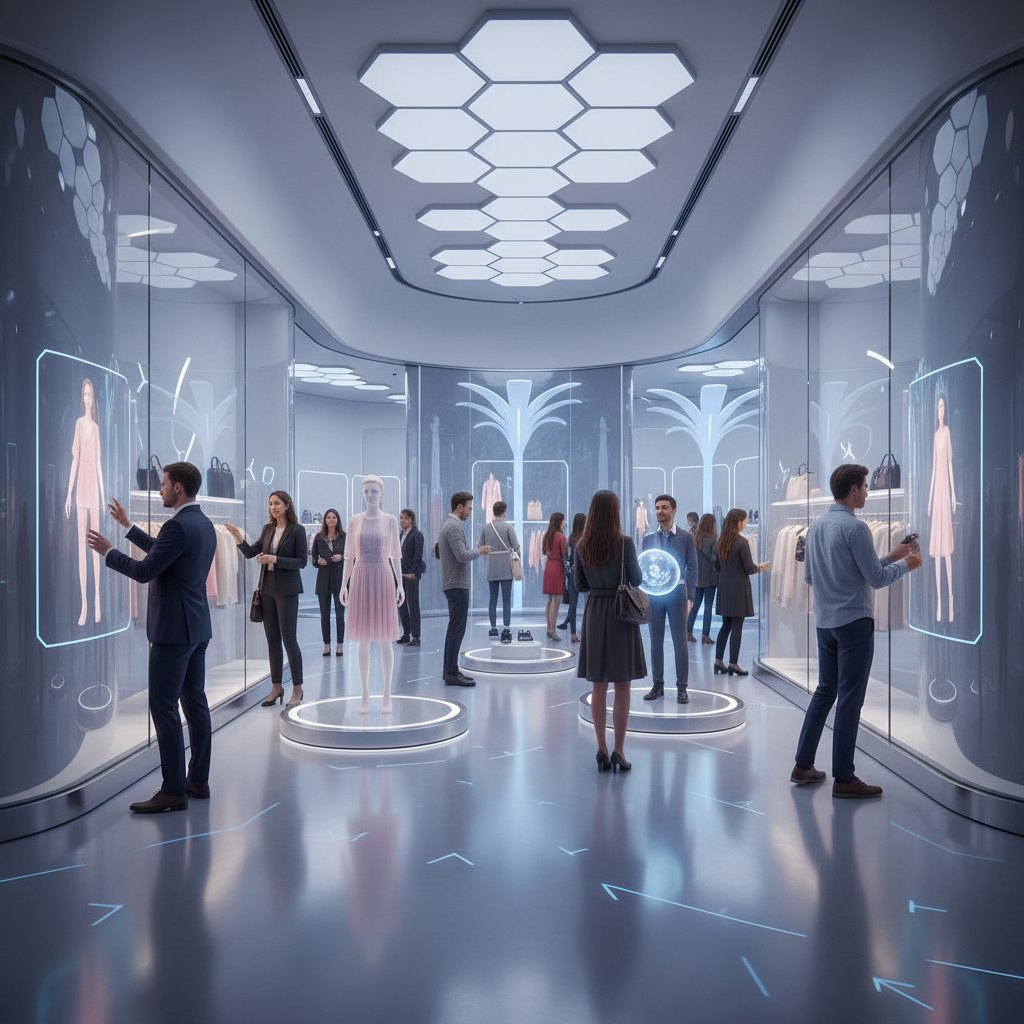 Depicting an AI-enhanced shopping experience, showcasing the transformative impact on customer journeys