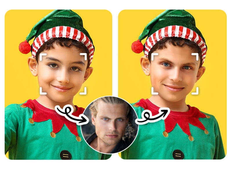 Face Swap mit Weihnachtselfen