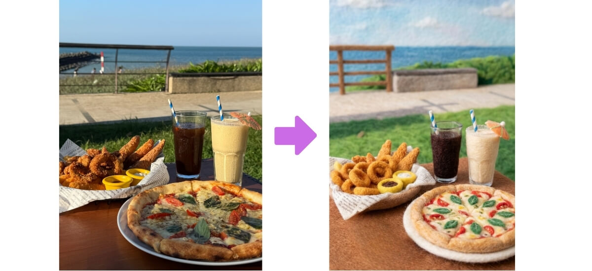 フェルトの質感でモフモフ加工したAI画像