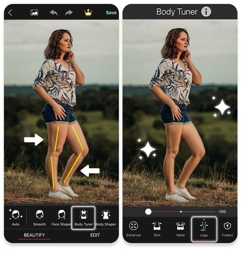 Editor de rostro y cuerpo