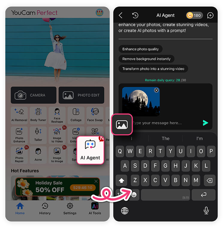 Upload your supermoon photo and edit it in YouCam Perfect's AI Agent Upload your supermoon photo and edit it in YouCam Perfect's AI Agent