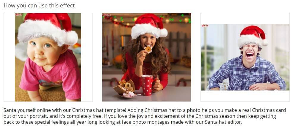 Lustige Weihnachtseffekte auf der Pho.to Webseite.