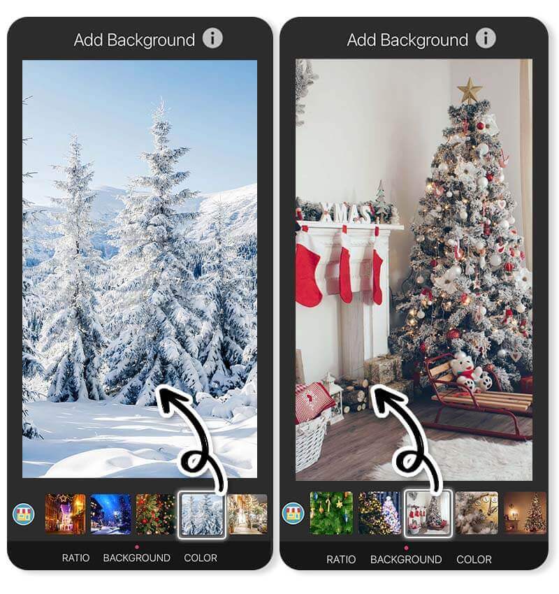 Ein festlich geschmückter Weihnachtsbaum als Handy-Hintergrund.