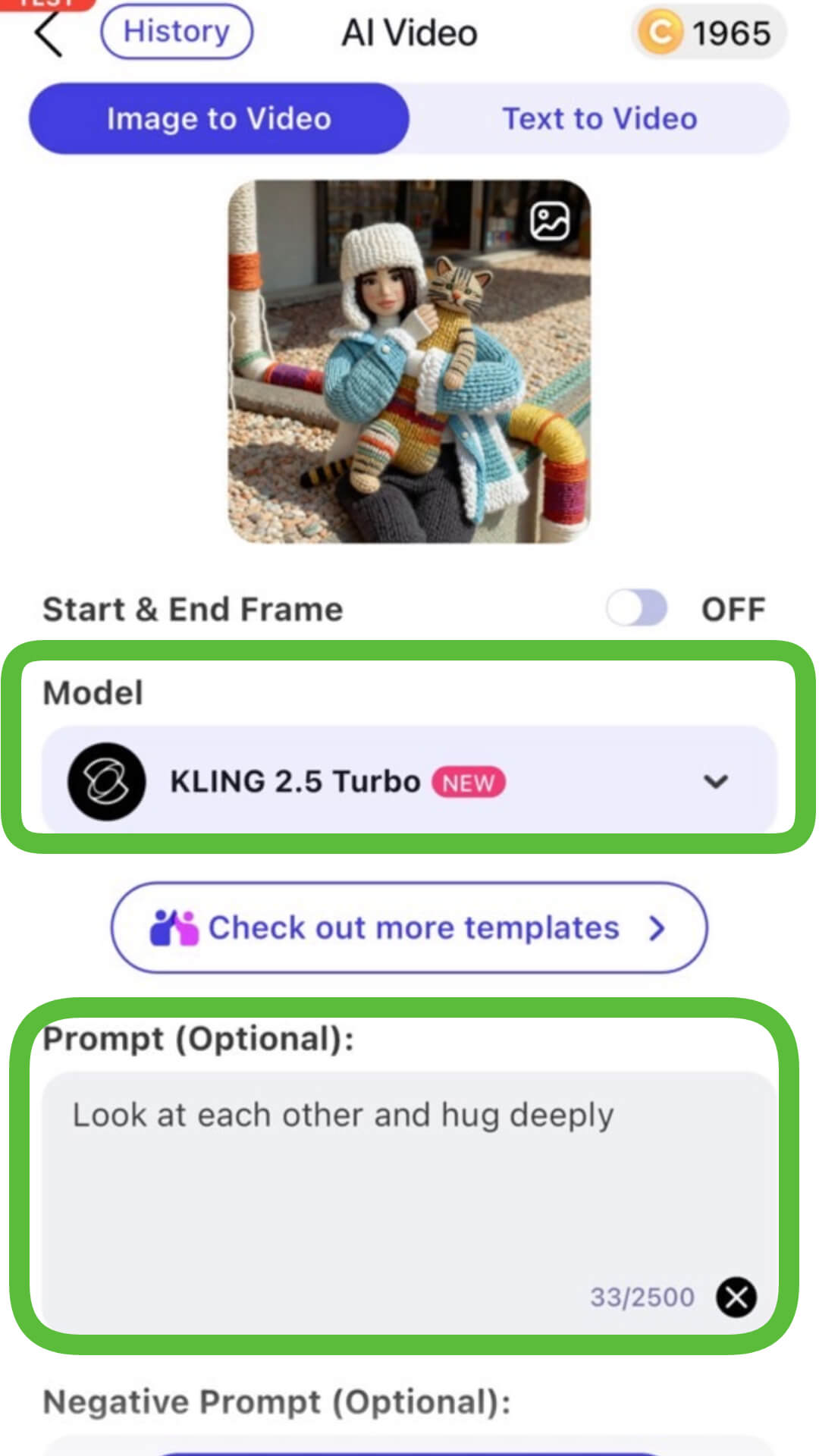 Prompt para vídeo de abraço IA